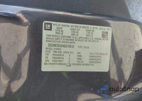 2010 Chevrolet Silverado 1500 Ltz z USA, uszkodzony, nr VIN 3GCRKTE39AG216612